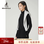 型长袖 BEANPOLE滨波 女士通勤简约黑色高领修身 T恤