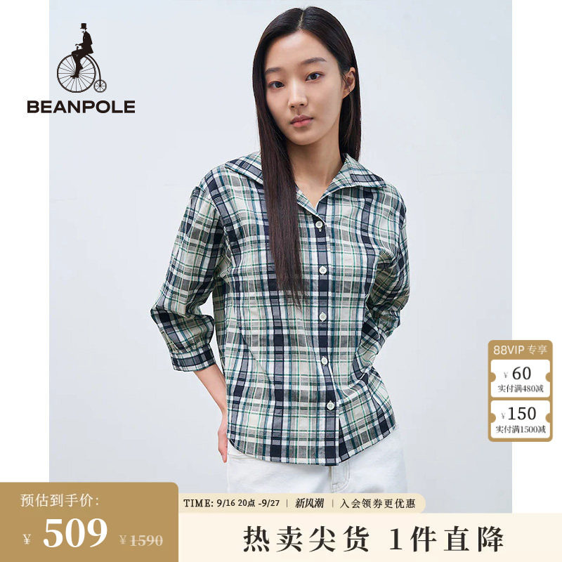 BEANPOLE滨波新款格纹7分袖衬衫图片