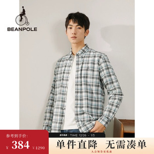 衬衫 BEANPOLE滨波 格纹长袖 蓝色商务休闲过渡款 男士