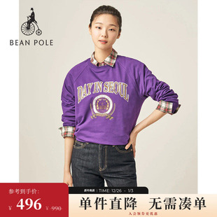 2025秋冬女士休闲风通勤韩系穿搭印花卫衣 BEANPOLE滨波 新品