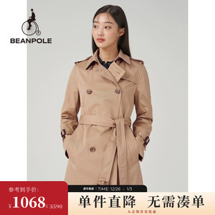BEANPOLE滨波 女士英伦休闲腰带收腰中长风衣外套