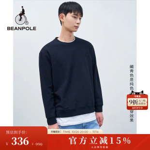仿针织感素色logo圆领卫衣型T恤 男士 BEANPOLE滨波 春夏新款