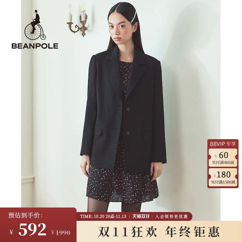 BEANPOLE滨波 女士商务黑色行政宽松版长袖单西休闲西装