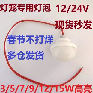 低压12V24V高亮羊皮灯笼泡带螺杆LED小灯泡景区红灯笼光源防雨