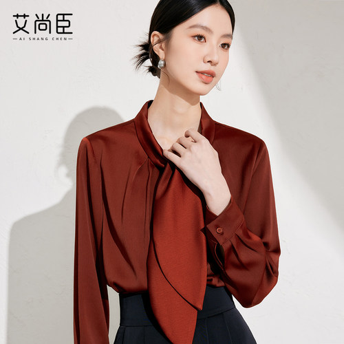 艾尚臣安可拉红衬衫气质通勤百搭