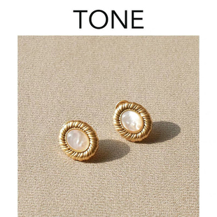 复古金麻花白贝耳夹蚊香盘高级感优雅气质无耳洞女耳钉夹耳式超仙