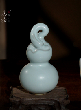 汝窑游龙葫芦摆件镇宅招财入户玄关装饰瓷器客厅轻奢高档陶瓷礼品