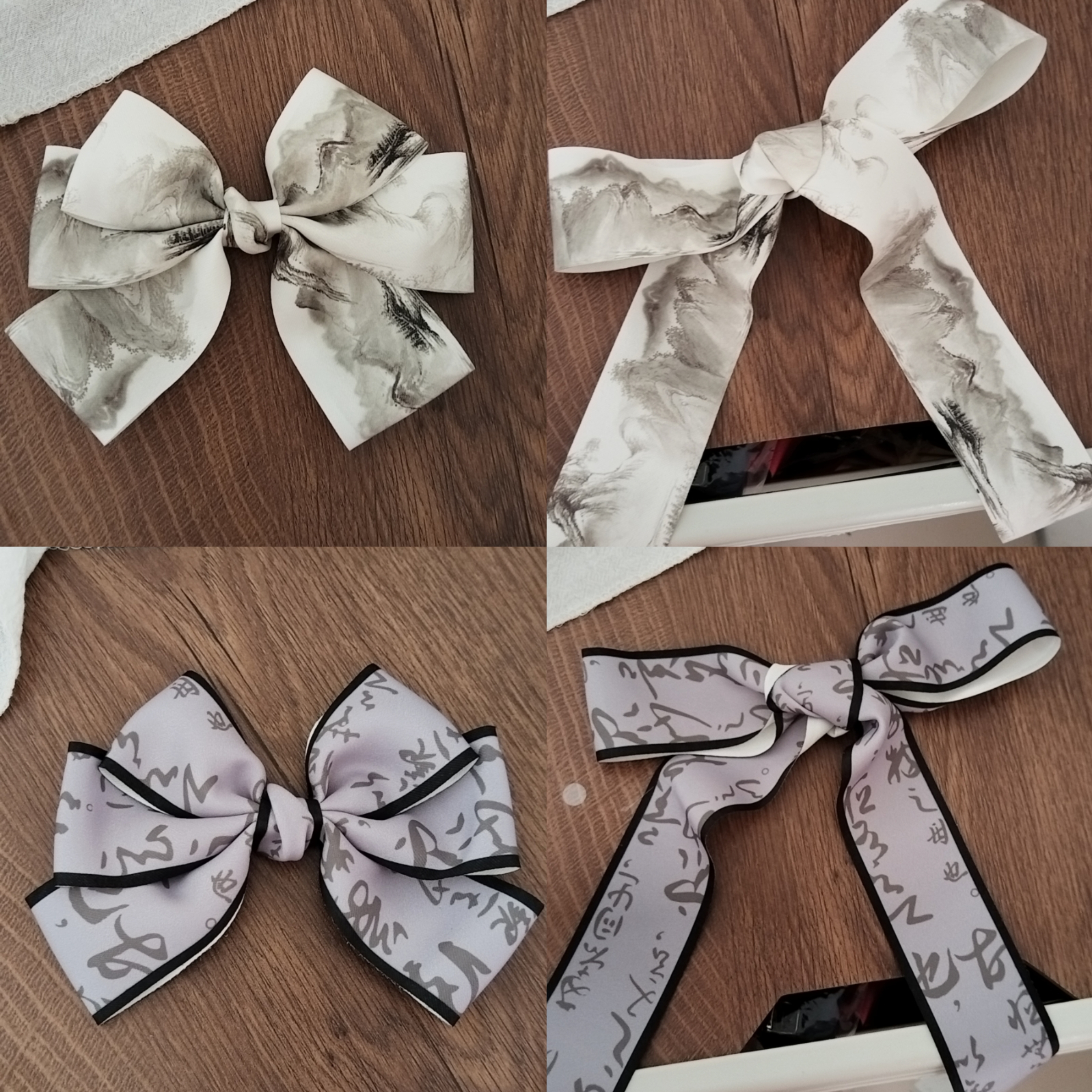 新中式飘带大蝴蝶结发夹盘发国风墨画顶夹温柔气质优雅头饰女