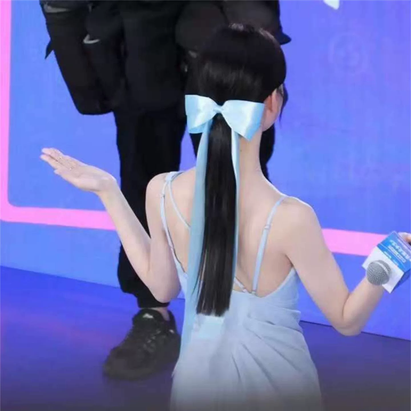 陈都灵同款蓝色蝴蝶结发夹长飘带气质发饰发卡简约时百搭约会神器