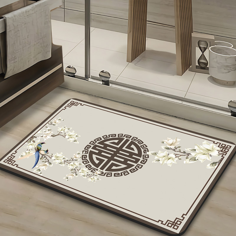 thumbnail for New Chinese-style diatom mud soft floor mat bathroom bathroom non-slip mats household toilet door absorbent quick-drying mat