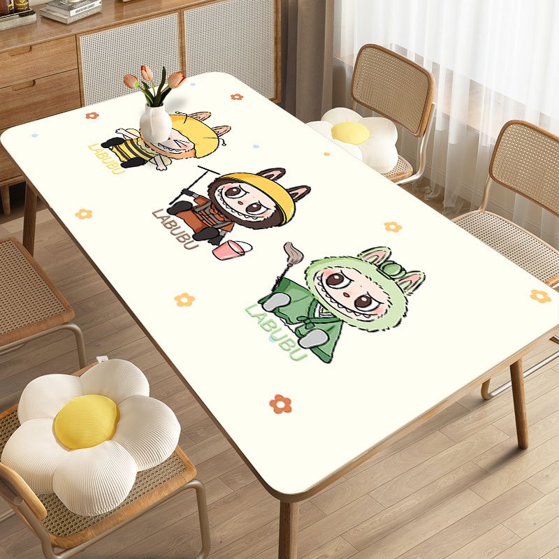 拉布布书桌垫防水写字台课桌儿童学习桌布皮革学生专用桌垫labubu