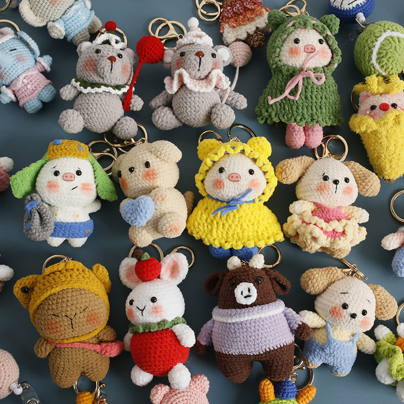 【成品】手工编织毛线玩偶超萌绒线钩织重工挂件卡通针织娃娃合集