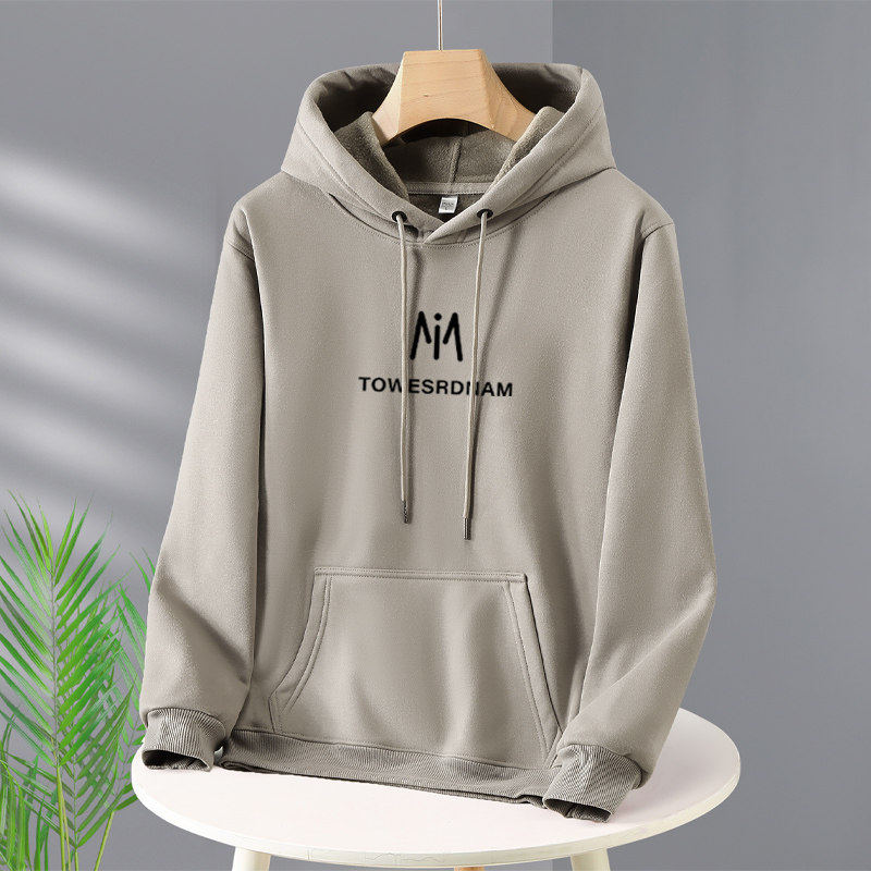 简约不起球连帽卫衣男