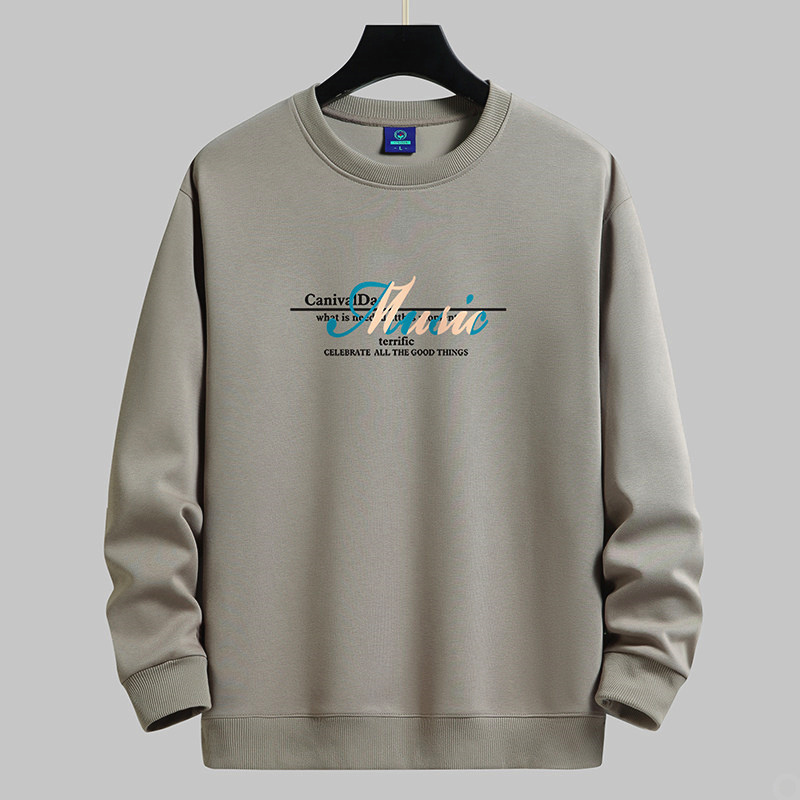 秋冬季加绒加厚无帽圆领卫衣男青少年长袖T恤春秋上衣内搭打底衫