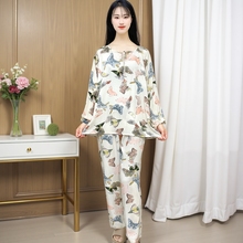 春夏冰丝棉绸睡衣女款2025新款莫代尔不带胸垫可外穿家居服套装