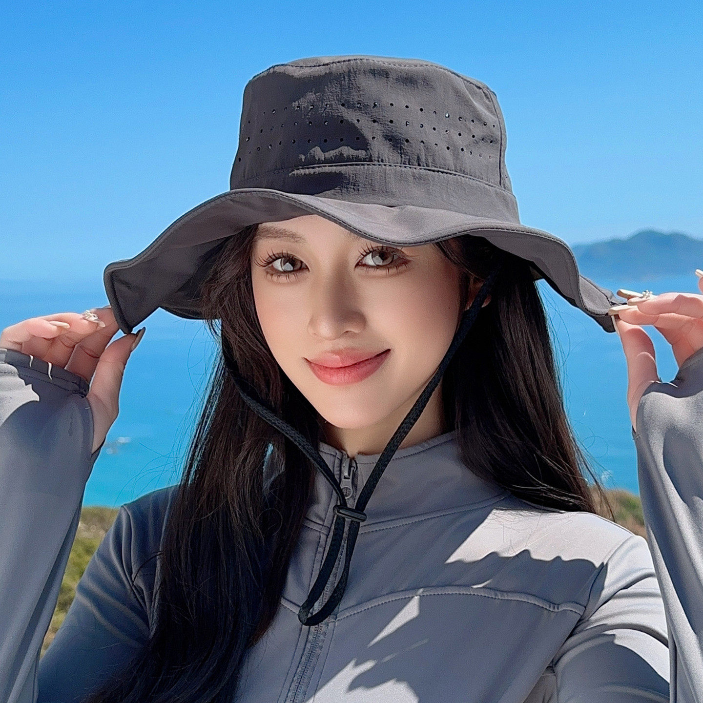 夏季户外防晒透气渔夫帽男女