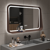 2025新款 智能壁挂浴室镜卫生间实木卫浴镜厕所镜除雾化妆镜子简约