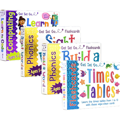Get Set Go Flashcards Sight Words Phonics Code Times Tables 高频词编程乘法闪卡 幼儿英语启蒙 双面学习游戏卡 英文原版进口