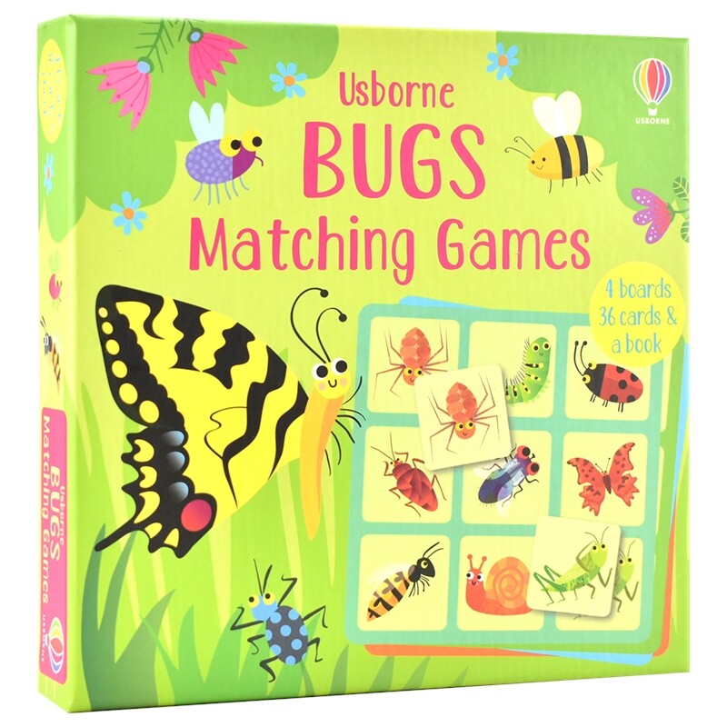 【自营】Usborne Bugs Matching Games 尤斯伯恩 昆虫单词 卡片桌游套盒 趣味学单词 生活常识 亲子互动 英语启蒙 3-6岁 英文原版