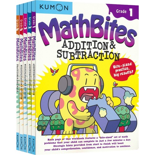 Kumon Mathbites Grade1-4  公文式教育 趣味基础数学 1-4年级 加法减法 乘法 除法 分数小数 英文原版进口图书