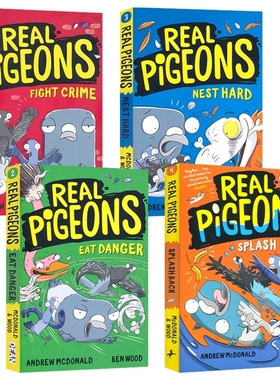 Real Pigeons 鸽子侦探系列1-4 漫画插图 幽默搞笑 初级章节桥梁书 小学生英语课外读物 英文原版进口儿童图书