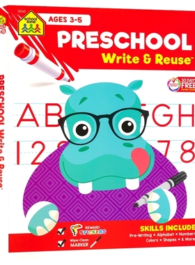 【自营】Preschool Write & Reuse Ages 3-5 School Zone 学龄前可擦写活动书 书写 字母 数字 益智活动 控笔能力 英文原版