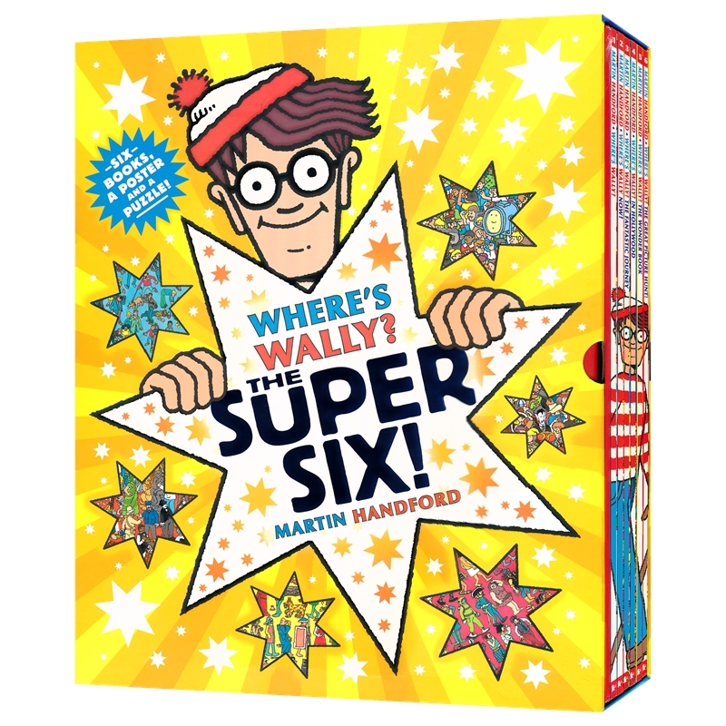 Where's Wally The Super Six! 寻找威利6册盒装 威利在哪里 赠拼图+一张双面大海报 找找乐专注力训练 英文原版进口儿童图书