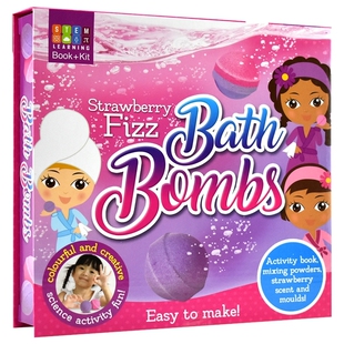 Bombs 进口儿童图书 Strawberry Bath STEM科学 英文原版 儿童科学实验套盒 Fizz 草莓味气泡弹泡澡球