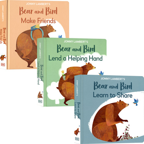 Bear and Bird Learn to Share Lend a Helping Hand Make Friends 小熊与鸟 幼儿社交情绪绘本 纸板书 亲子阅读 1-4岁 英文原版