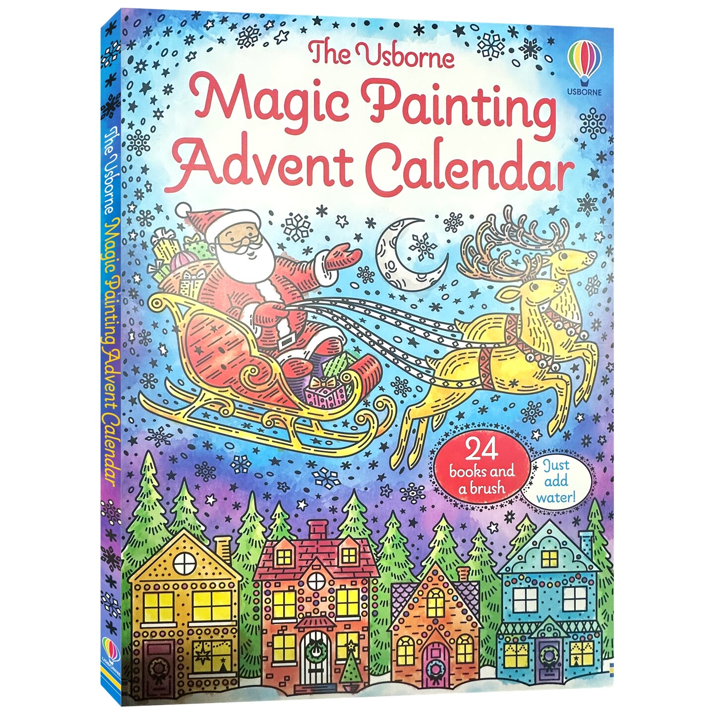 【自营】Usborne Magic Painting Advent Calendar 尤斯伯恩 魔法涂色降临日历 24册小书+画笔 圣诞艺术活动书 英文原版进口图书
