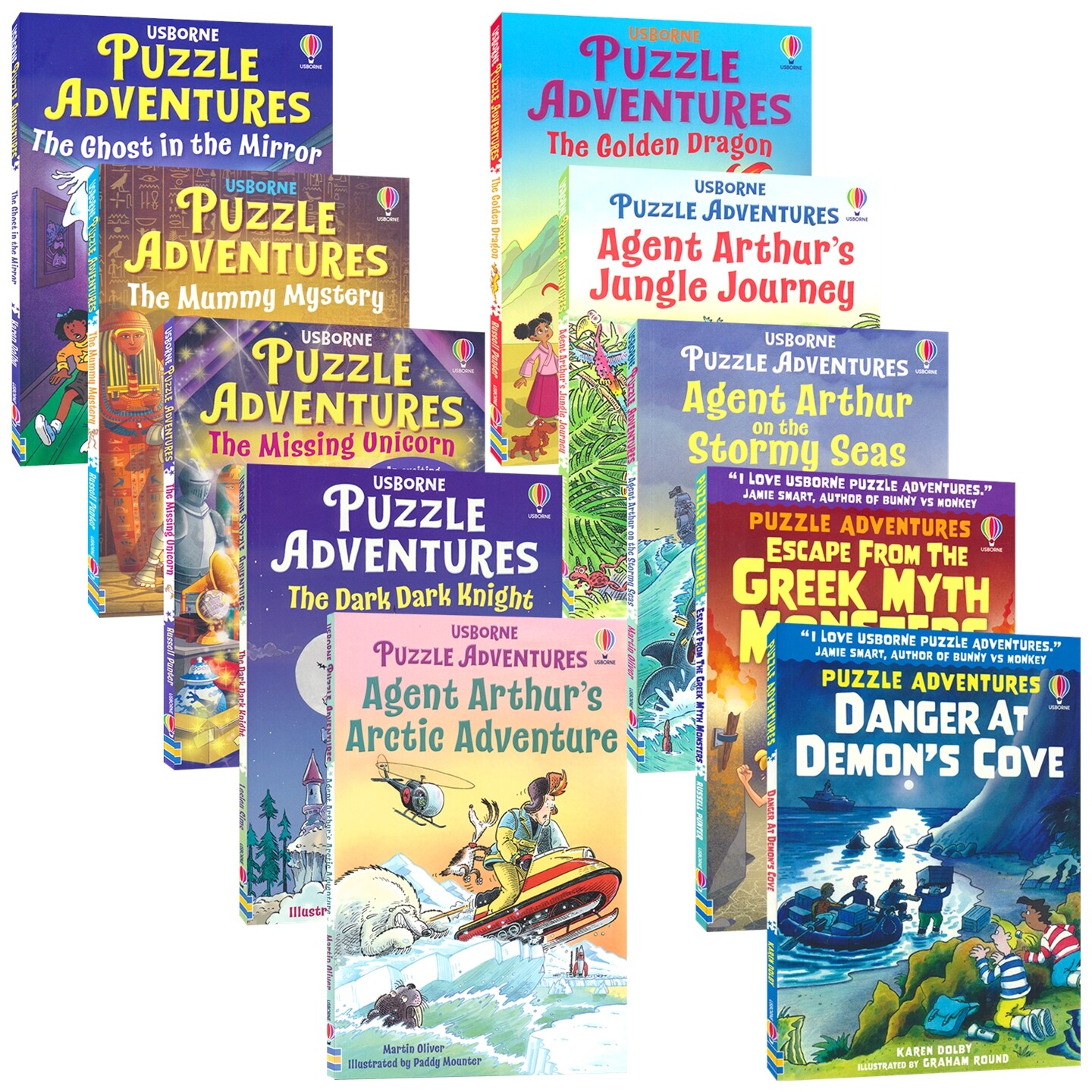 Usborne Puzzle Adventures 尤斯伯恩 英文原版解谜冒险桥梁书1-10册 北极冒险 希腊神话 暗夜骑士 镜中幽灵 7-10岁思维训练图书