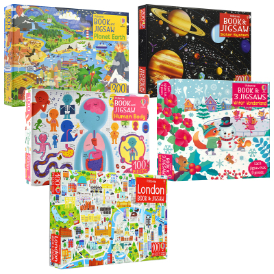 Usborne Book & Jigsaw 尤斯伯恩 拼图礼盒 益智桌游 行星地球 太阳系 伦敦 圣诞节 人体 Planet Earth 英文原版进口儿童图书