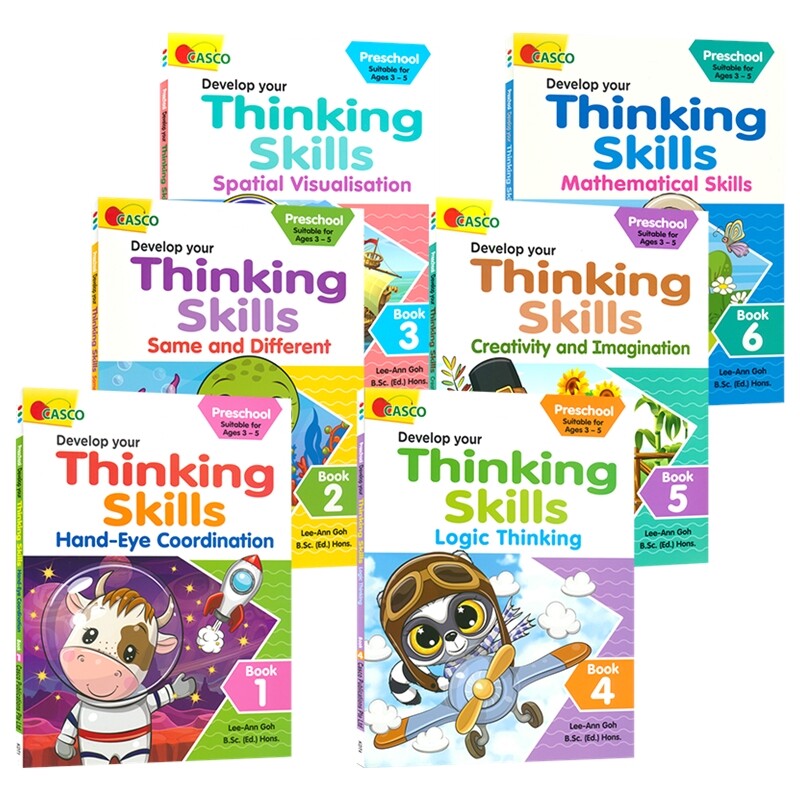 Casco Preschool Develop Your Thinking Skills Book 1-6 新加坡数学 幼儿思维能力训练 逻辑力 辨别力 创造力 英文原版进口图书