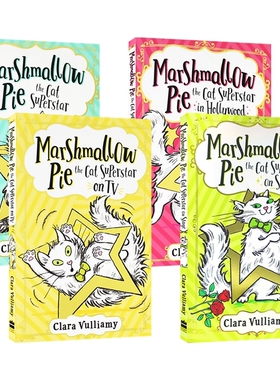 Marshmallow Pie the Cat Superstar on TV in Hollywood 棉花糖 · 派 超级巨星猫4册 漫画插图 桥梁读物 初章小说 英文原版图书