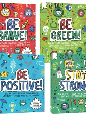 Mindful Kids Be Brave Positive Green Stay Strong 情绪管理练习活动 勇敢积极坚强环保 儿童心理治疗互动游戏 英文原版进口图书