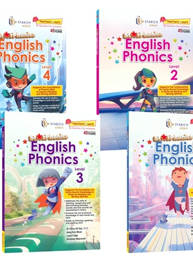 SAP 新加坡英语自然拼读练习册 StarPhonics English Phonics 3-6岁 字母书写 幼儿英语早教启蒙 趣味动物科普 1-4册 英文原版教辅