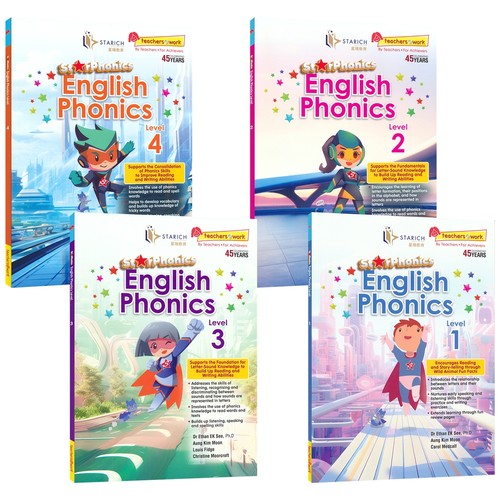 SAP 新加坡英语自然拼读练习册 StarPhonics English Phonics 3-6岁 字母书写 幼儿英语早教启蒙 趣味动物科普 1-4册 英文原版教辅