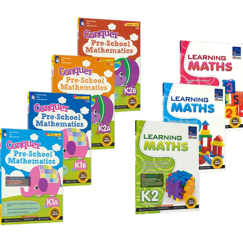 SAP Learning & Conquer Pre-School Mathematics 新加坡幼儿园数学练习册 学习+攻克系列7册套装 英文原版进口教辅