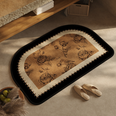 浴室亚麻防滑吸水地垫厕所化妆室门口高级脚垫洗手间专用中古地毯