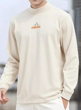 adidas阿迪达斯三叶草篮球风长袖套头衫男子半高领休闲T恤JD5402