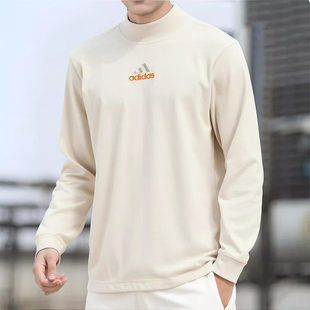 adidas阿迪达斯三叶草篮球风长袖套头衫男子半高领休闲T恤JD5402