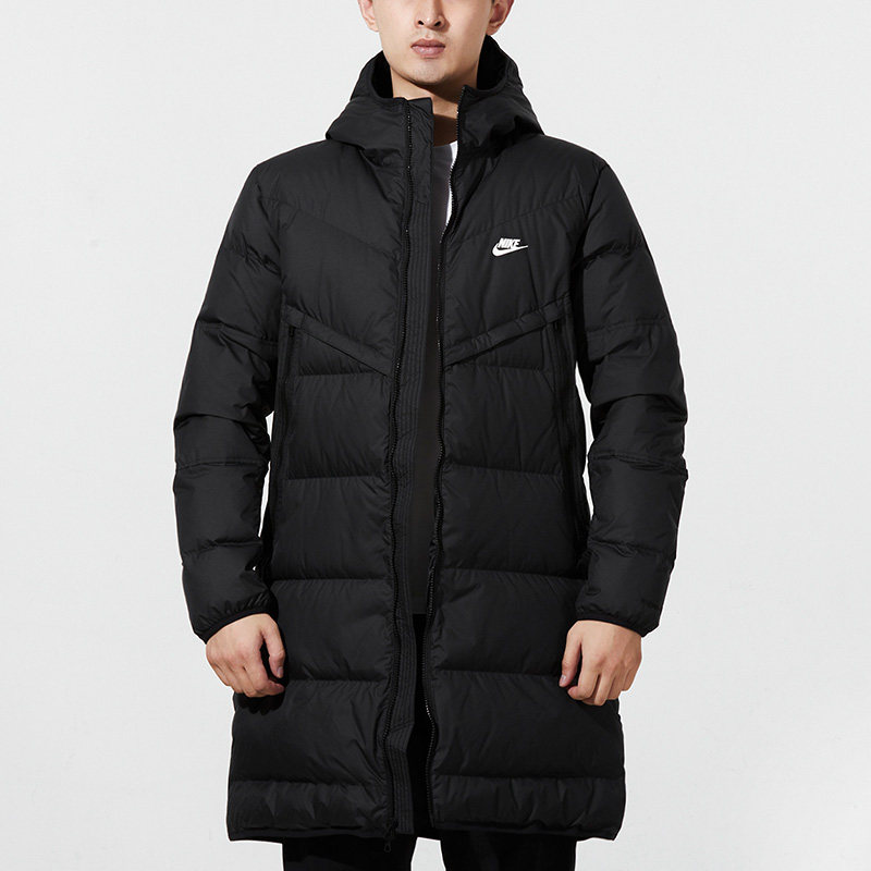 nike耐克黑色长款羽绒服男秋冬季防风保暖外套dd6789-010