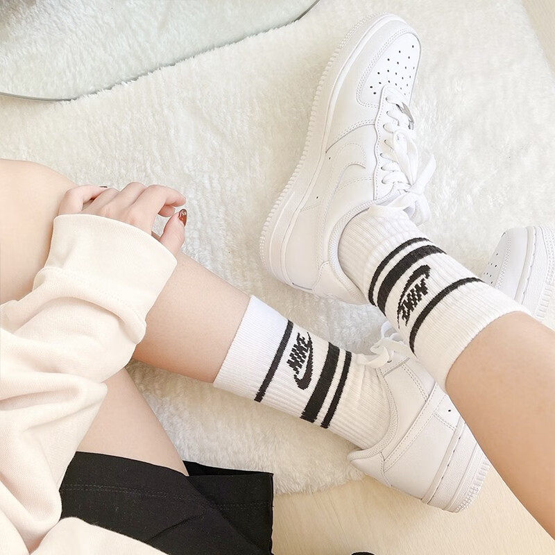 白色高筒袜Nike耐克针织棉男袜长筒女休闲袜软底篮球运动袜DX5089,运动包/户外包/配件,运动袜,淘宝优惠券,粉丝福利购,淘宝优惠卷