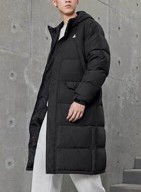 阿迪达斯羽绒服男女情侣装保暖长版连帽户外休闲夹克外套KF6748
