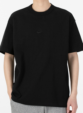 Nike耐克2024年纯棉黑色短袖男宽松透气运动T恤休闲半袖潮DO7393