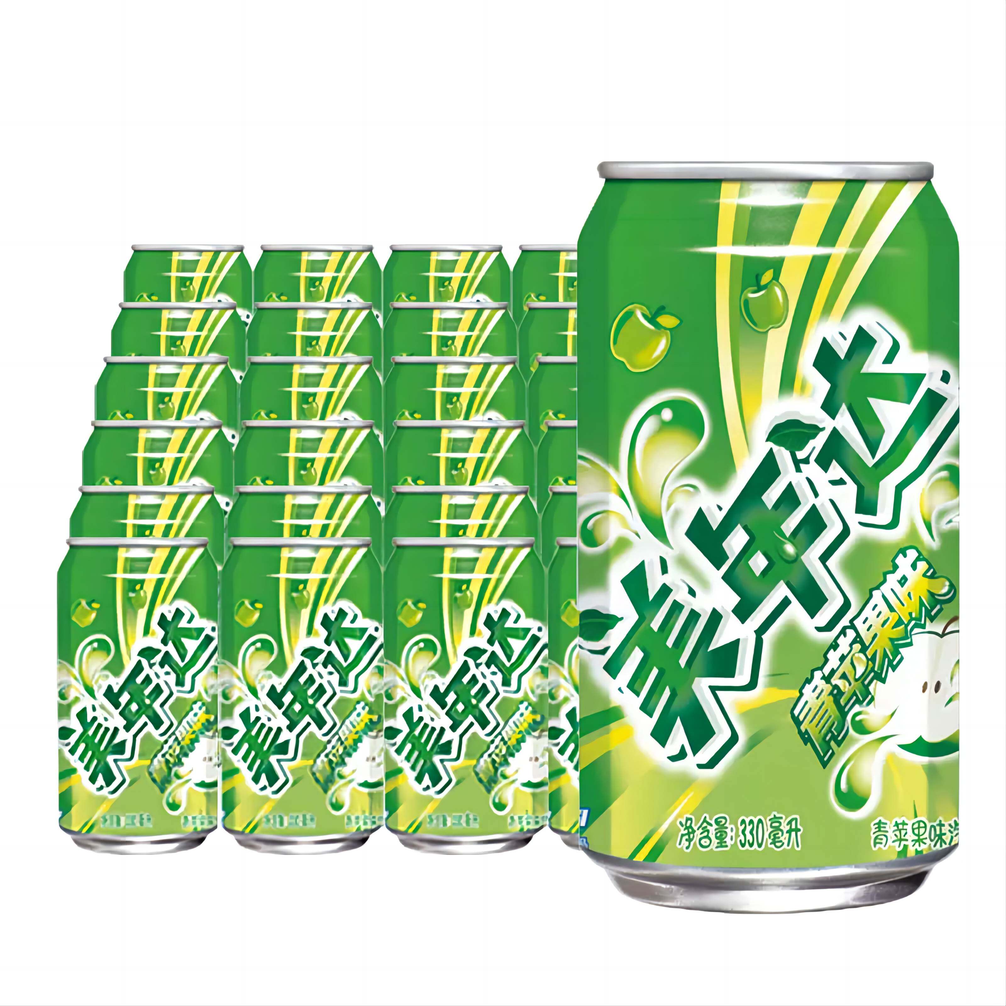 美年达青苹果味碳酸汽水饮料饮品330ml易拉罐装百事可乐包邮