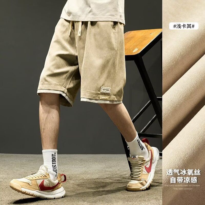 短裤男夏季薄款美式高街宽松中裤水洗做旧潮牌痞帅工装五分裤