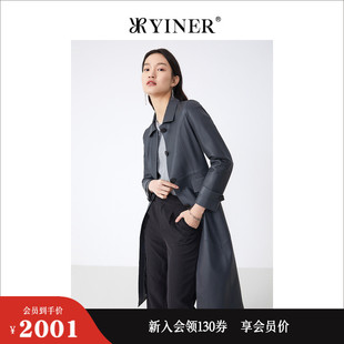 YINER音儿专选女装 冬季 职场羊皮真皮皮衣外套高级感大衣