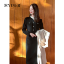 撞色小黑裙小香风亮丝连衣裙 法式 YINER音儿专选2025春季 新款