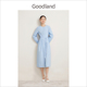 优雅天丝莱赛尔小A摆连衣裙 法式 Goodland美地女装 春季